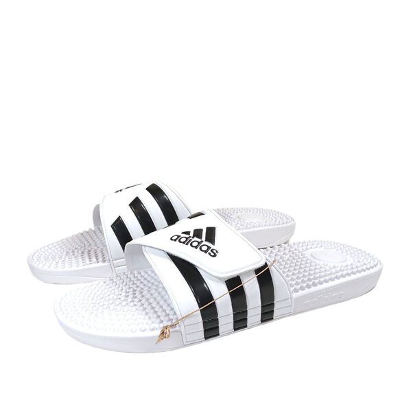 Adidas Adissage Slides Mens 17 White Black Cloudfoam Casual Comfort Sandals New main image 5